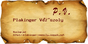 Plakinger Vászoly névjegykártya
